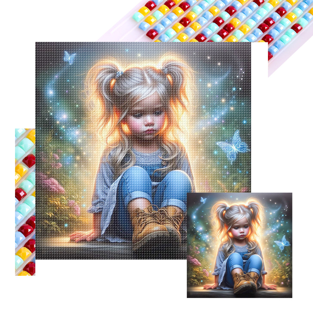 Dream Butterfly Little Girl - Full Square Drill Diamond Painting 40*40CM