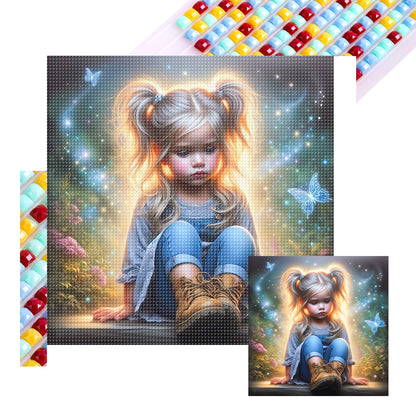 Dream Butterfly Little Girl - Full Square Drill Diamond Painting 40*40CM