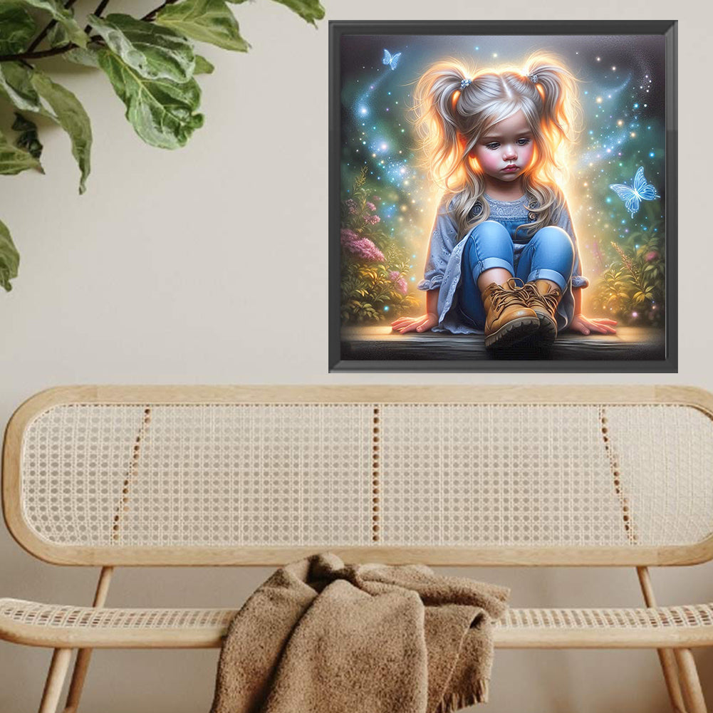 Dream Butterfly Little Girl - Full Square Drill Diamond Painting 40*40CM