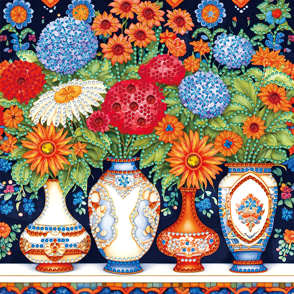 Colorful Vase - Special Shaped Drill Diamond Painting 30*30CM