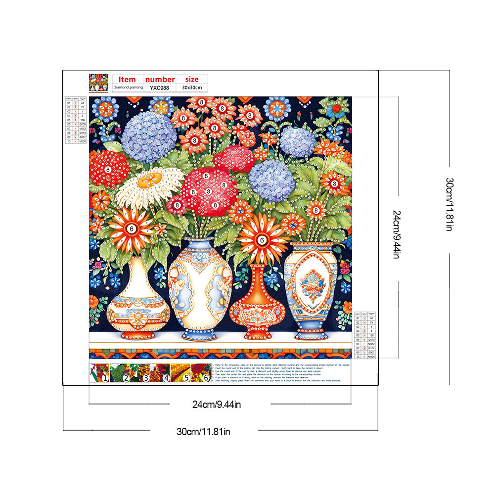Colorful Vase - Special Shaped Drill Diamond Painting 30*30CM