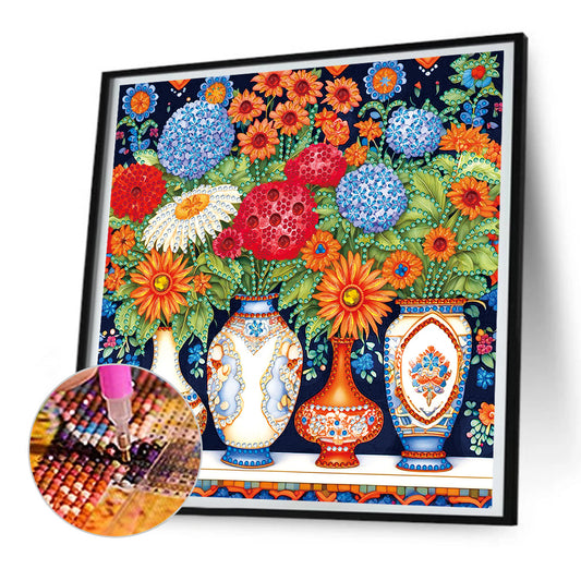 Colorful Vase - Special Shaped Drill Diamond Painting 30*30CM