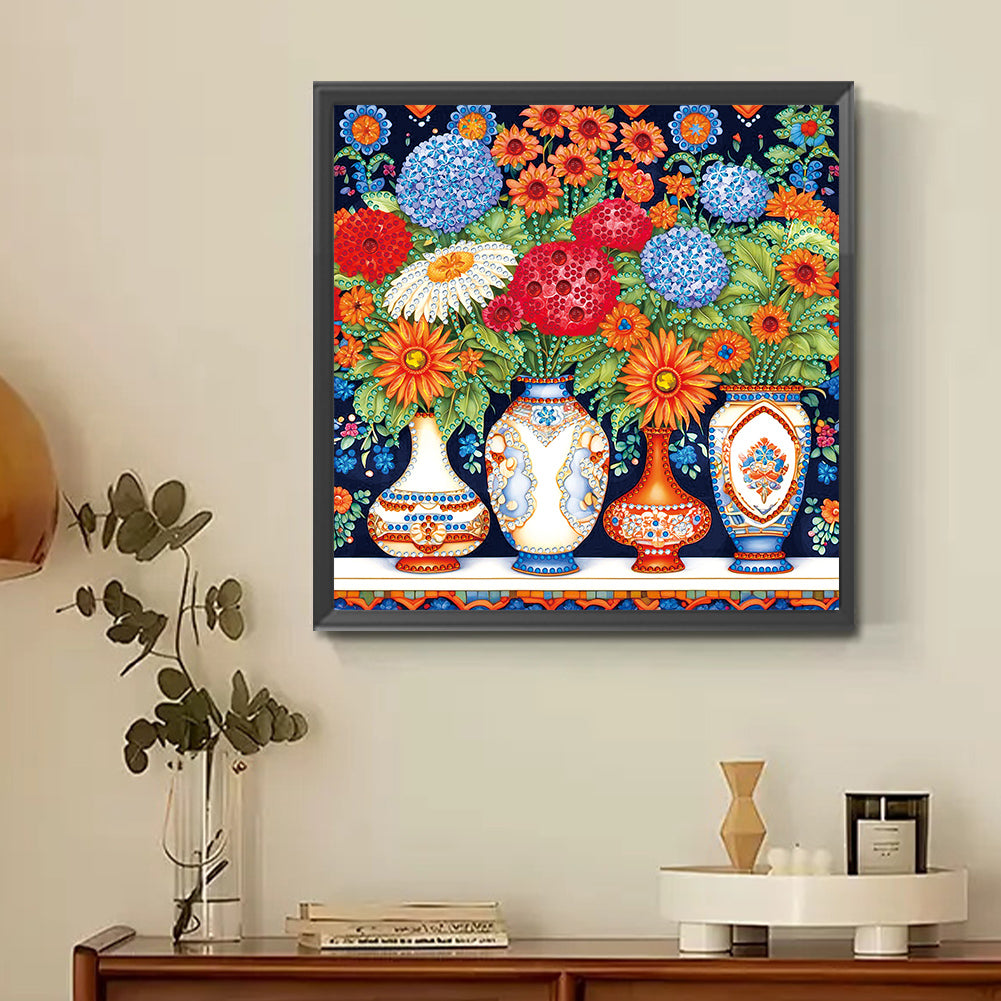 Colorful Vase - Special Shaped Drill Diamond Painting 30*30CM
