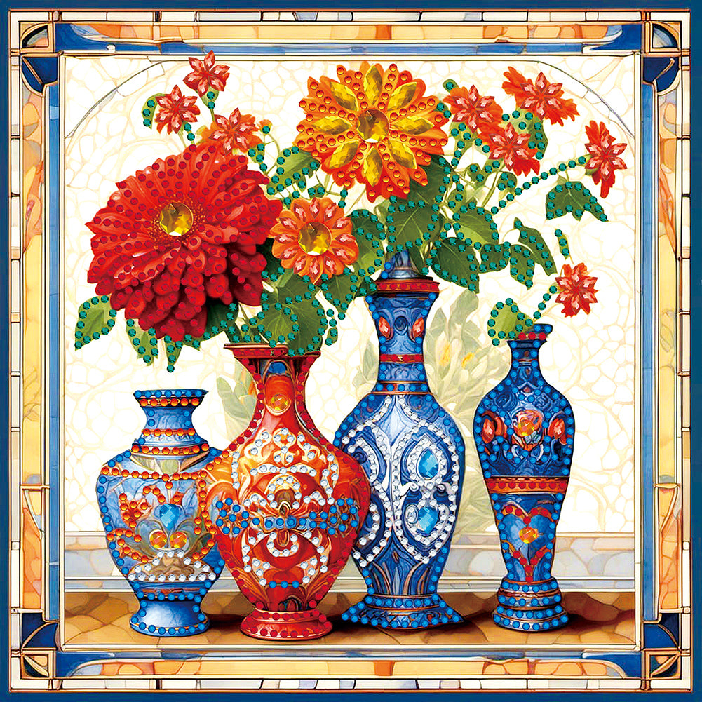 Colorful Vase - Special Shaped Drill Diamond Painting 30*30CM