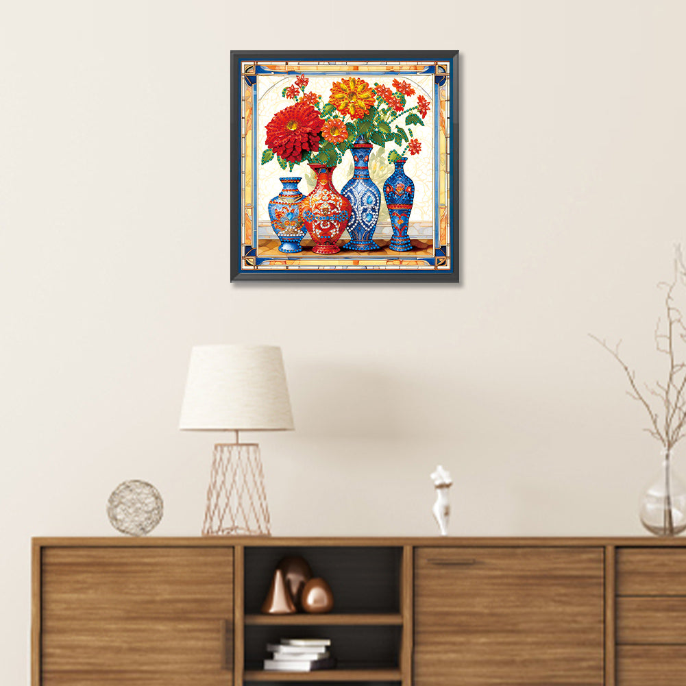 Colorful Vase - Special Shaped Drill Diamond Painting 30*30CM