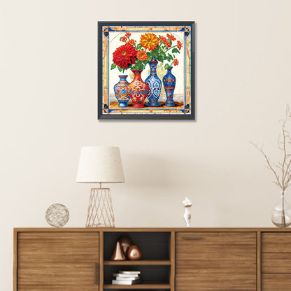 Colorful Vase - Special Shaped Drill Diamond Painting 30*30CM