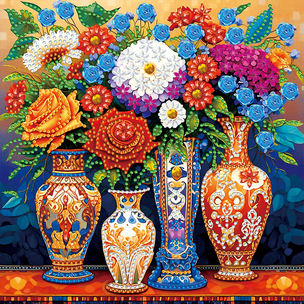 Colorful Vase - Special Shaped Drill Diamond Painting 30*30CM
