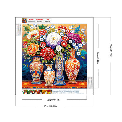 Colorful Vase - Special Shaped Drill Diamond Painting 30*30CM