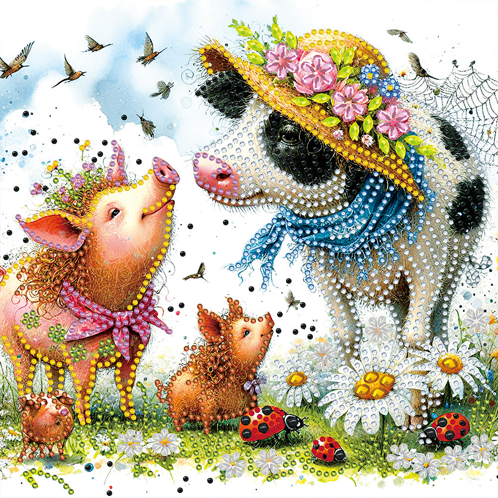 Garden Cow - Special Shaped Drill Diamond Painting 30*30CM
