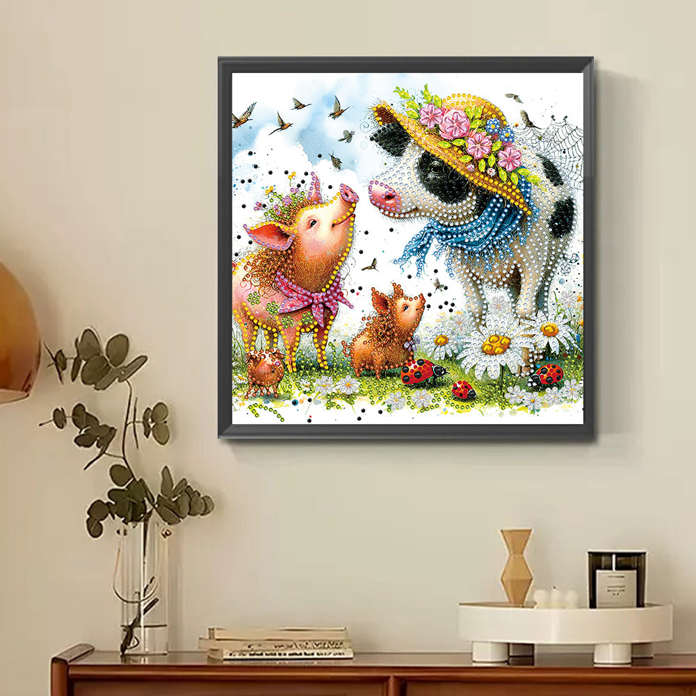 Garden Cow - Special Shaped Drill Diamond Painting 30*30CM