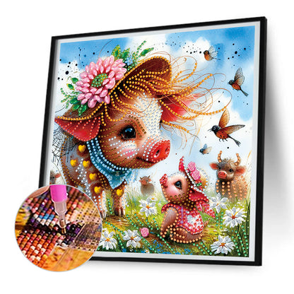 Garden Pig - Special Shaped Drill Diamond Painting 30*30CM