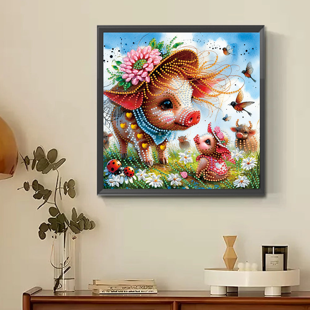 Garden Pig - Special Shaped Drill Diamond Painting 30*30CM