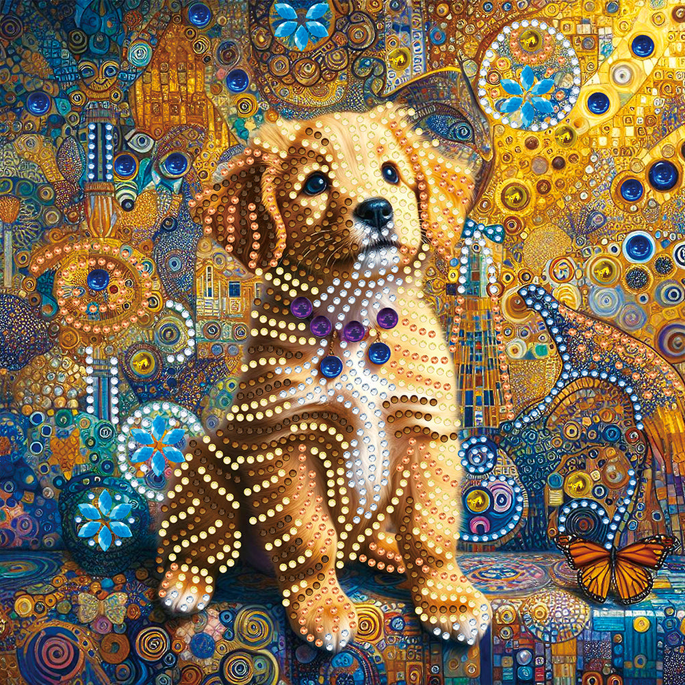 Butterfly Puppy - Special Shaped Drill Diamond Painting 30*30CM