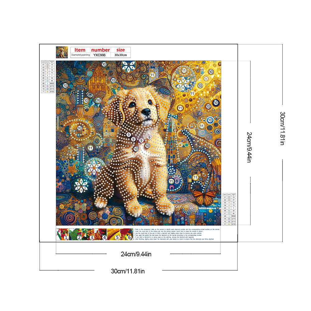 Butterfly Puppy - Special Shaped Drill Diamond Painting 30*30CM