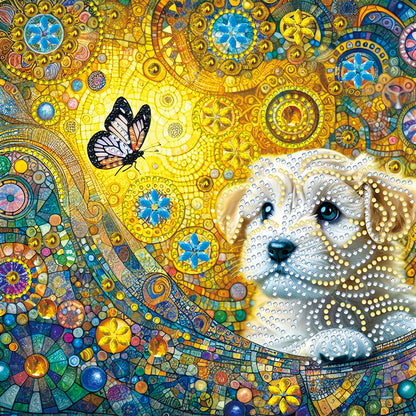 Butterfly Puppy - Special Shaped Drill Diamond Painting 30*30CM