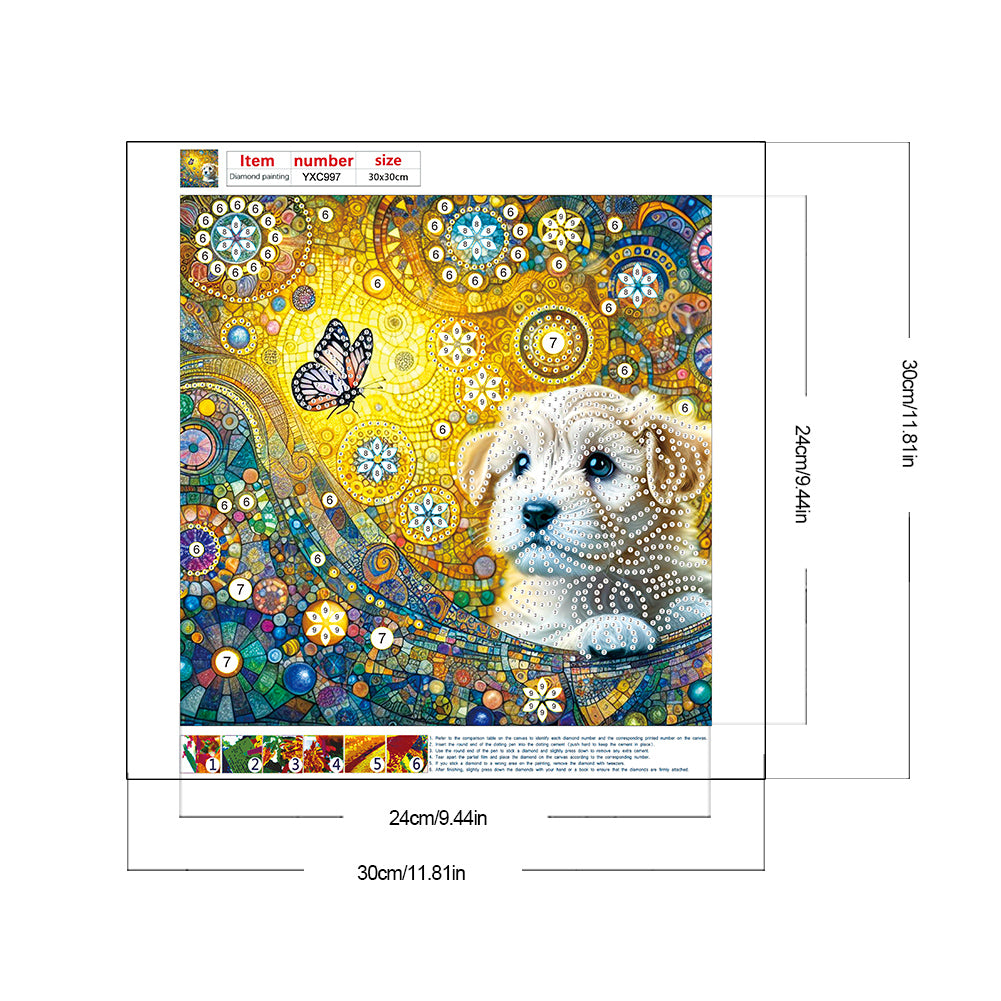 Butterfly Puppy - Special Shaped Drill Diamond Painting 30*30CM
