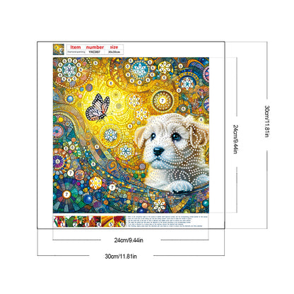 Butterfly Puppy - Special Shaped Drill Diamond Painting 30*30CM