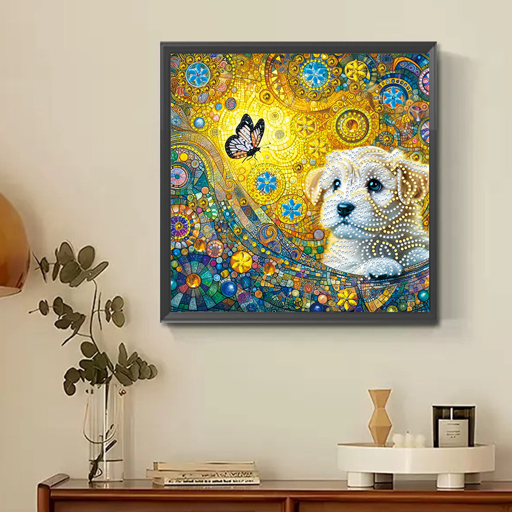 Butterfly Puppy - Special Shaped Drill Diamond Painting 30*30CM