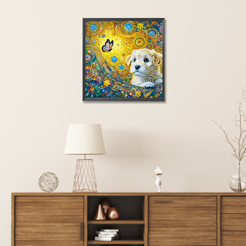 Butterfly Puppy - Special Shaped Drill Diamond Painting 30*30CM