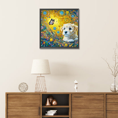Butterfly Puppy - Special Shaped Drill Diamond Painting 30*30CM
