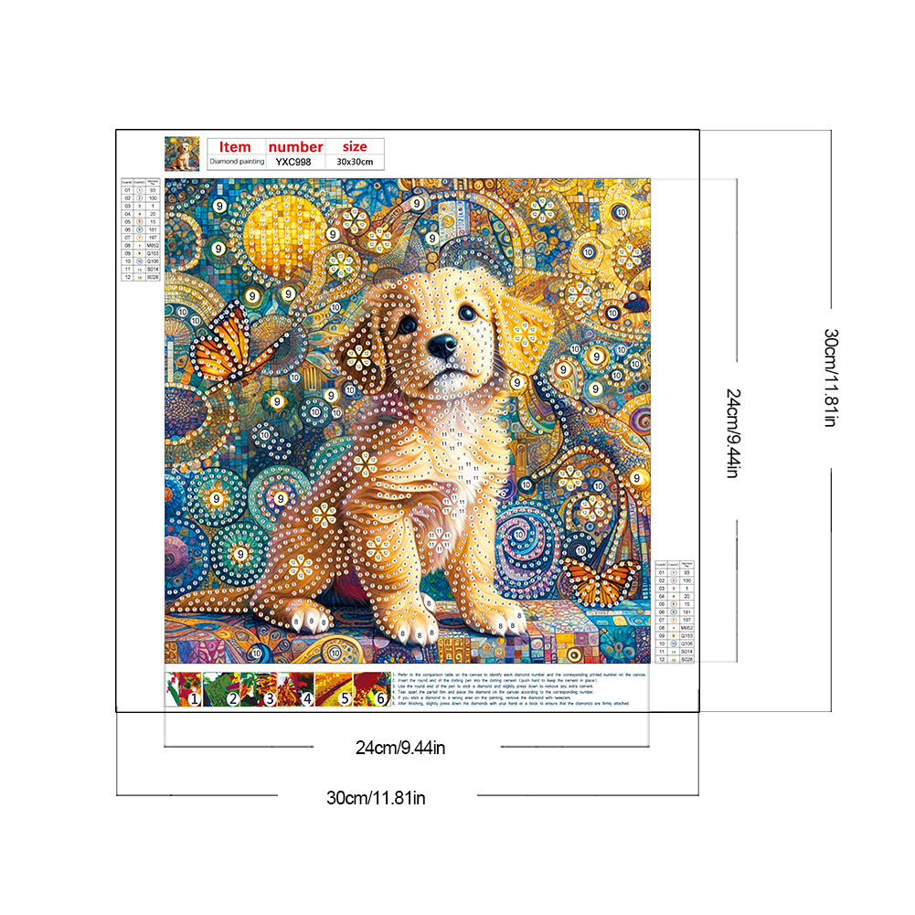 Butterfly Puppy - Special Shaped Drill Diamond Painting 30*30CM