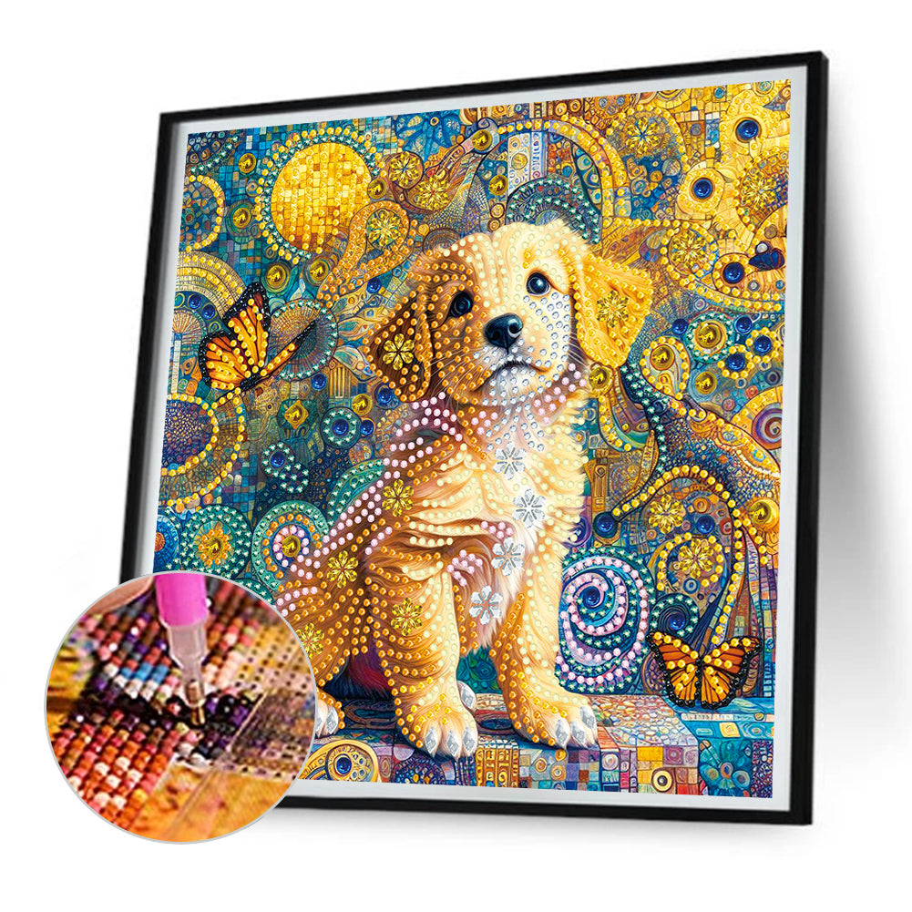 Butterfly Puppy - Special Shaped Drill Diamond Painting 30*30CM