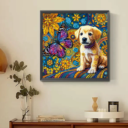 Butterfly Puppy - Special Shaped Drill Diamond Painting 30*30CM