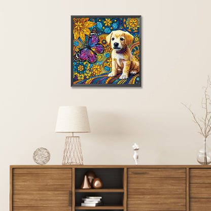 Butterfly Puppy - Special Shaped Drill Diamond Painting 30*30CM