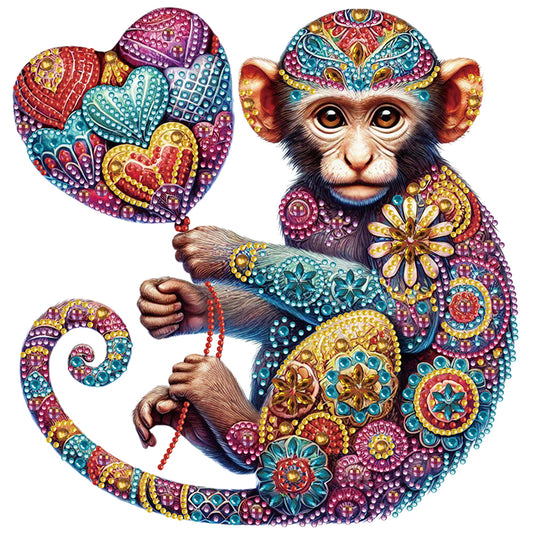 Mandala Pattern Monkey - Special Shaped Drill Diamond Painting 30*30CM