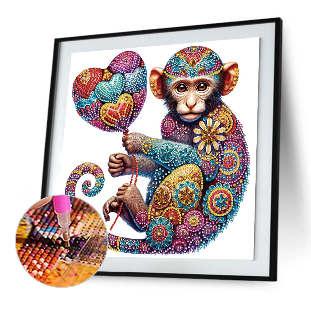 Mandala Pattern Monkey - Special Shaped Drill Diamond Painting 30*30CM