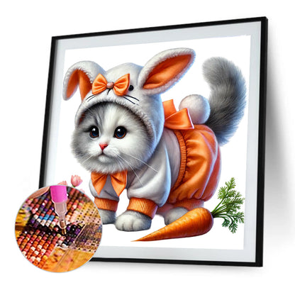 Cat And Carrot - Full Round Drill Diamond Painting 40*40CM
