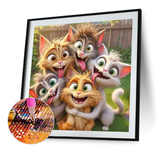 Funny Cat - Full Round Drill Diamond Painting 40*40CM