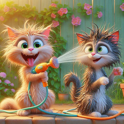 Funny Cat - Full Round Drill Diamond Painting 40*40CM