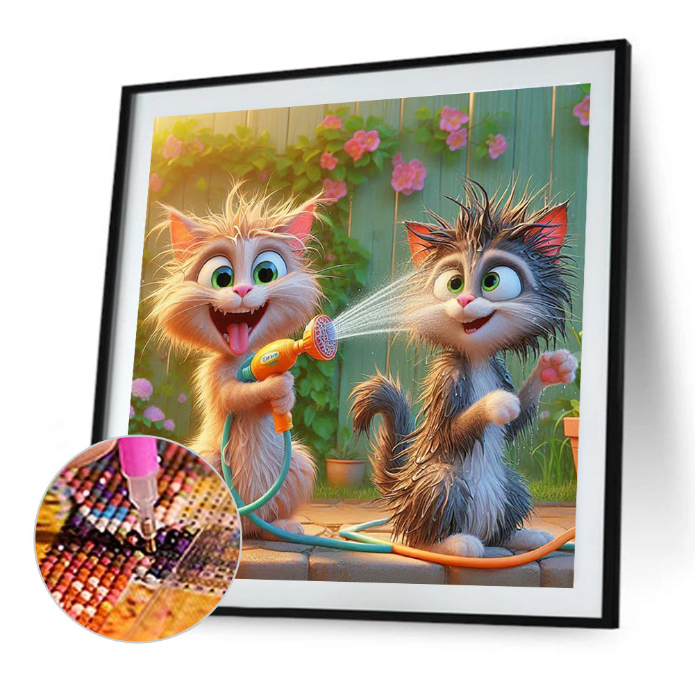 Funny Cat - Full Round Drill Diamond Painting 40*40CM