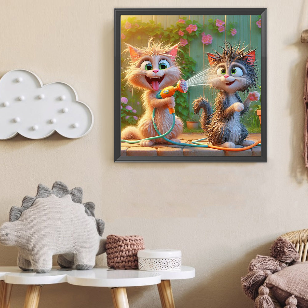Funny Cat - Full Round Drill Diamond Painting 40*40CM
