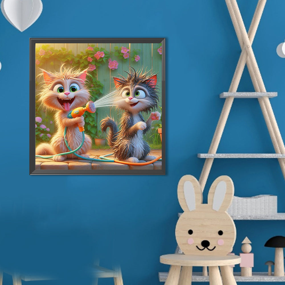 Funny Cat - Full Round Drill Diamond Painting 40*40CM