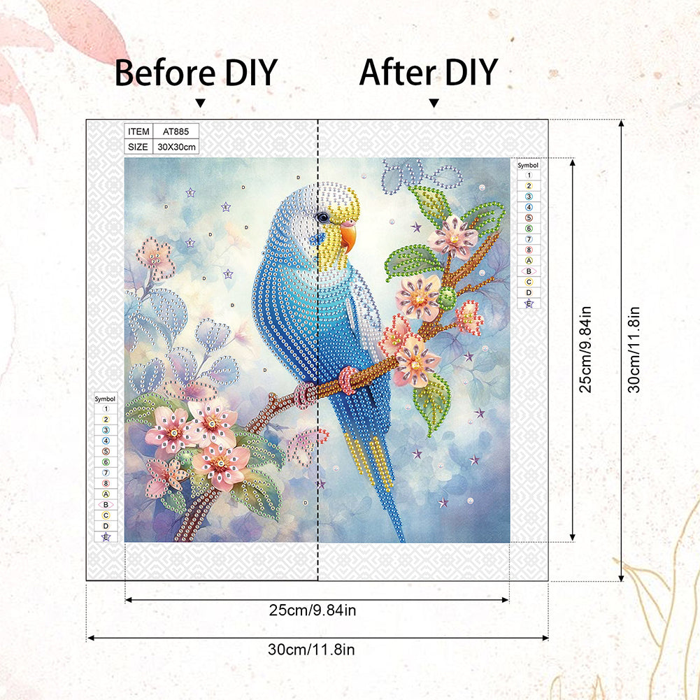 Parrot Bird - Special Shaped Drill Diamond Painting 30*30CM