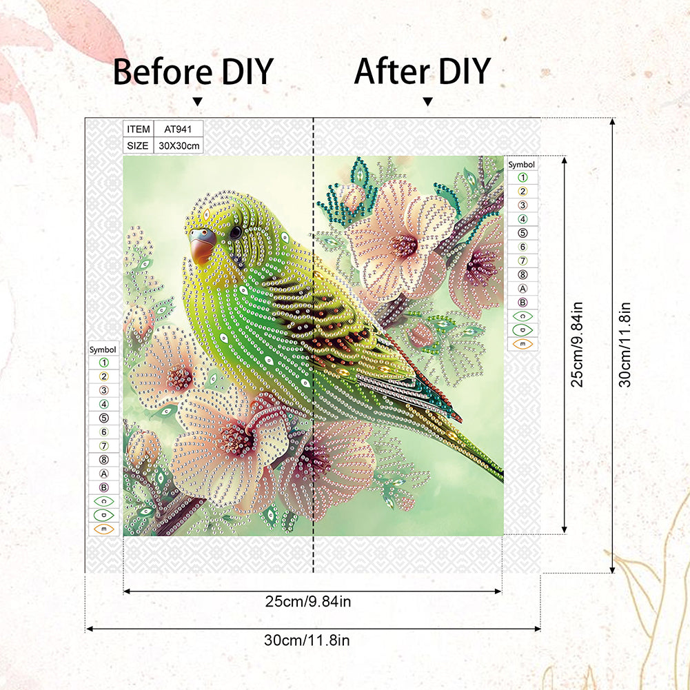 Parrot Bird - Special Shaped Drill Diamond Painting 30*30CM