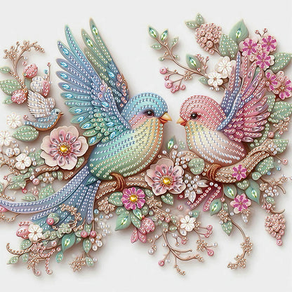 Pink Bird - Special Shaped Drill Diamond Painting 30*30CM