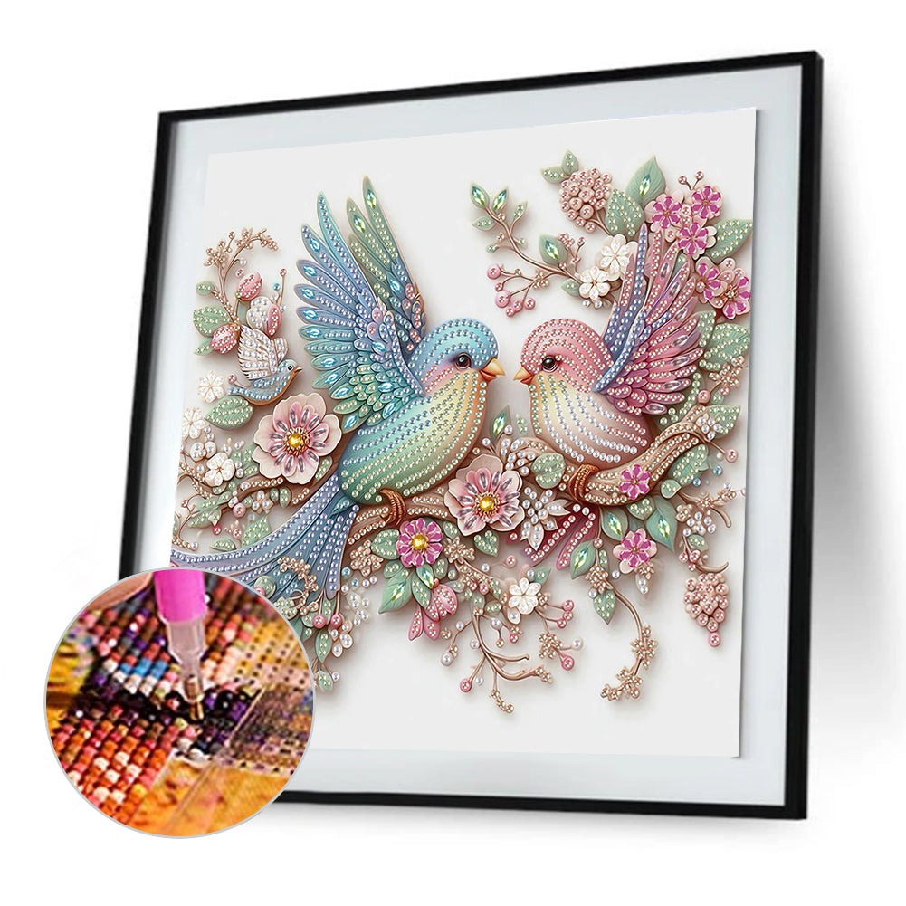 Pink Bird - Special Shaped Drill Diamond Painting 30*30CM