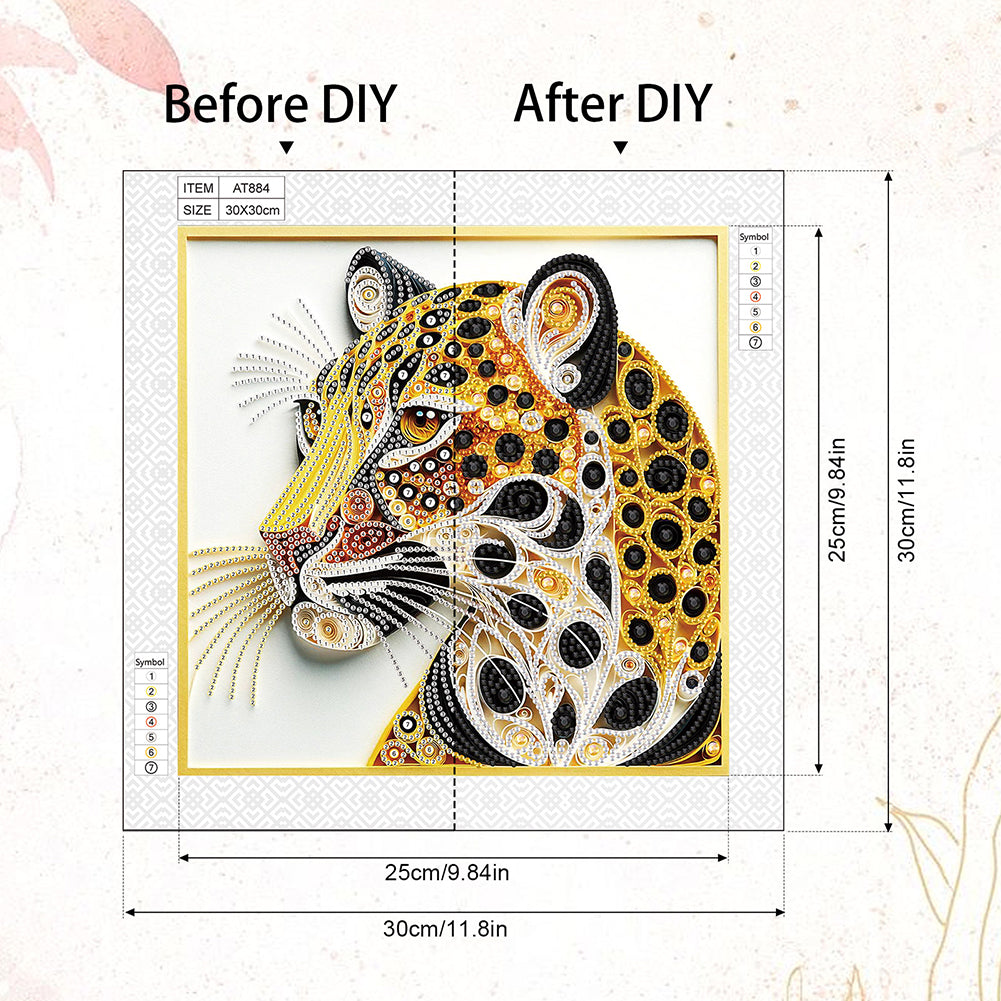 Paper Quilling Leopards - Special Shaped Drill Diamond Painting 30*30CM