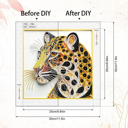 Paper Quilling Leopards - Special Shaped Drill Diamond Painting 30*30CM
