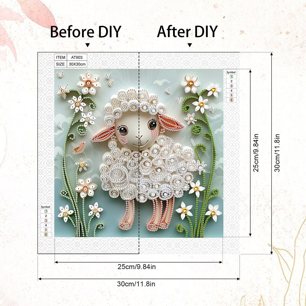 Paper Quilling Sheep - Special Shaped Drill Diamond Painting 30*30CM