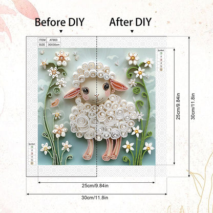 Paper Quilling Sheep - Special Shaped Drill Diamond Painting 30*30CM