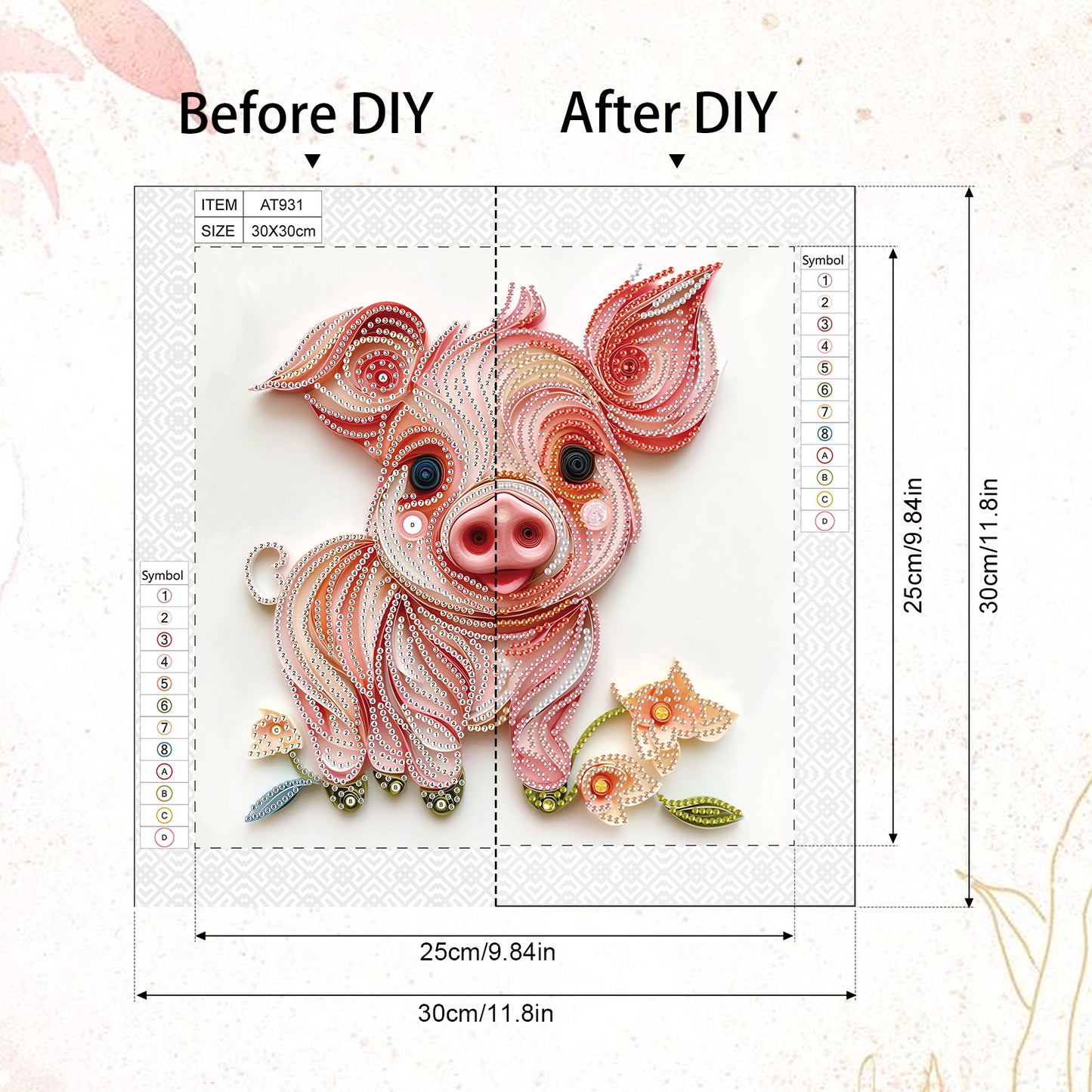 Paper Quilling Piglets - Special Shaped Drill Diamond Painting 30*30CM