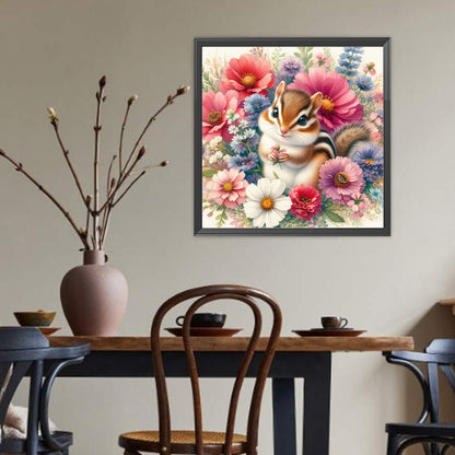 Squirrels In Flowers - Full Round Drill Diamond Painting 40*40CM