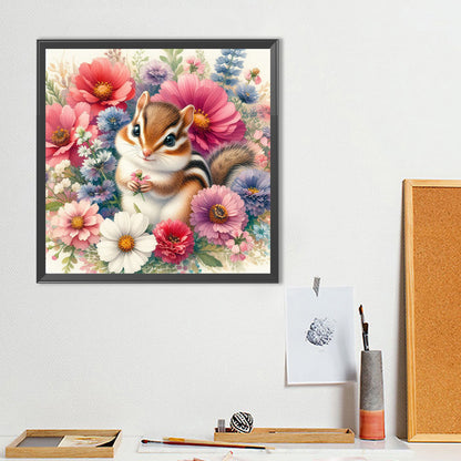 Squirrels In Flowers - Full Round Drill Diamond Painting 40*40CM