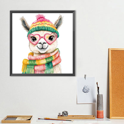 Alpaca In Scarf - Full Round Drill Diamond Painting 40*40CM