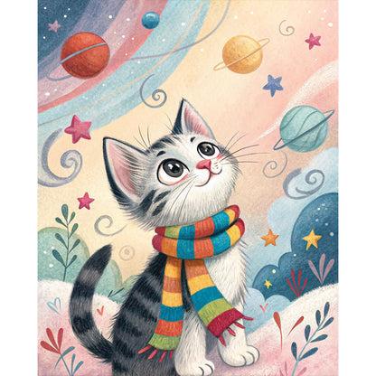 Planets And Cats - Full Round Drill Diamond Painting 40*50CM