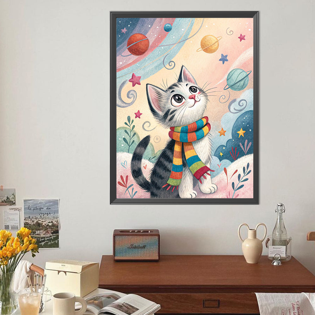 Planets And Cats - Full Round Drill Diamond Painting 40*50CM